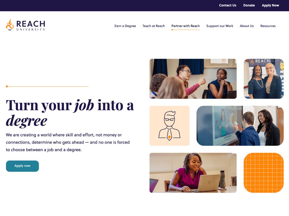 The reach.edu homepage, designed and built by Basho on HubSpot CMS
